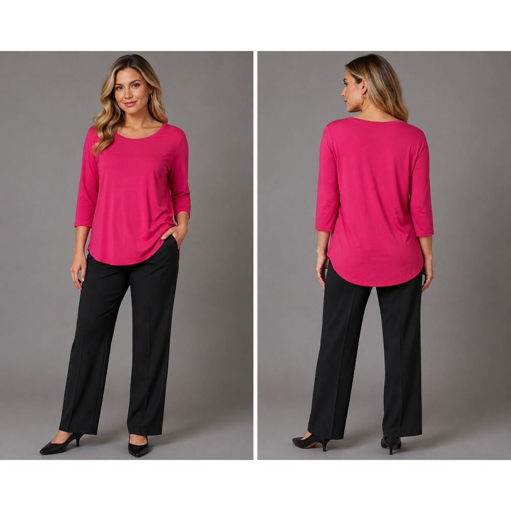 Sonoma Goods For Life Tunic Top Women Small Pink 3/4 Sleeve Scoop Neck High-Low